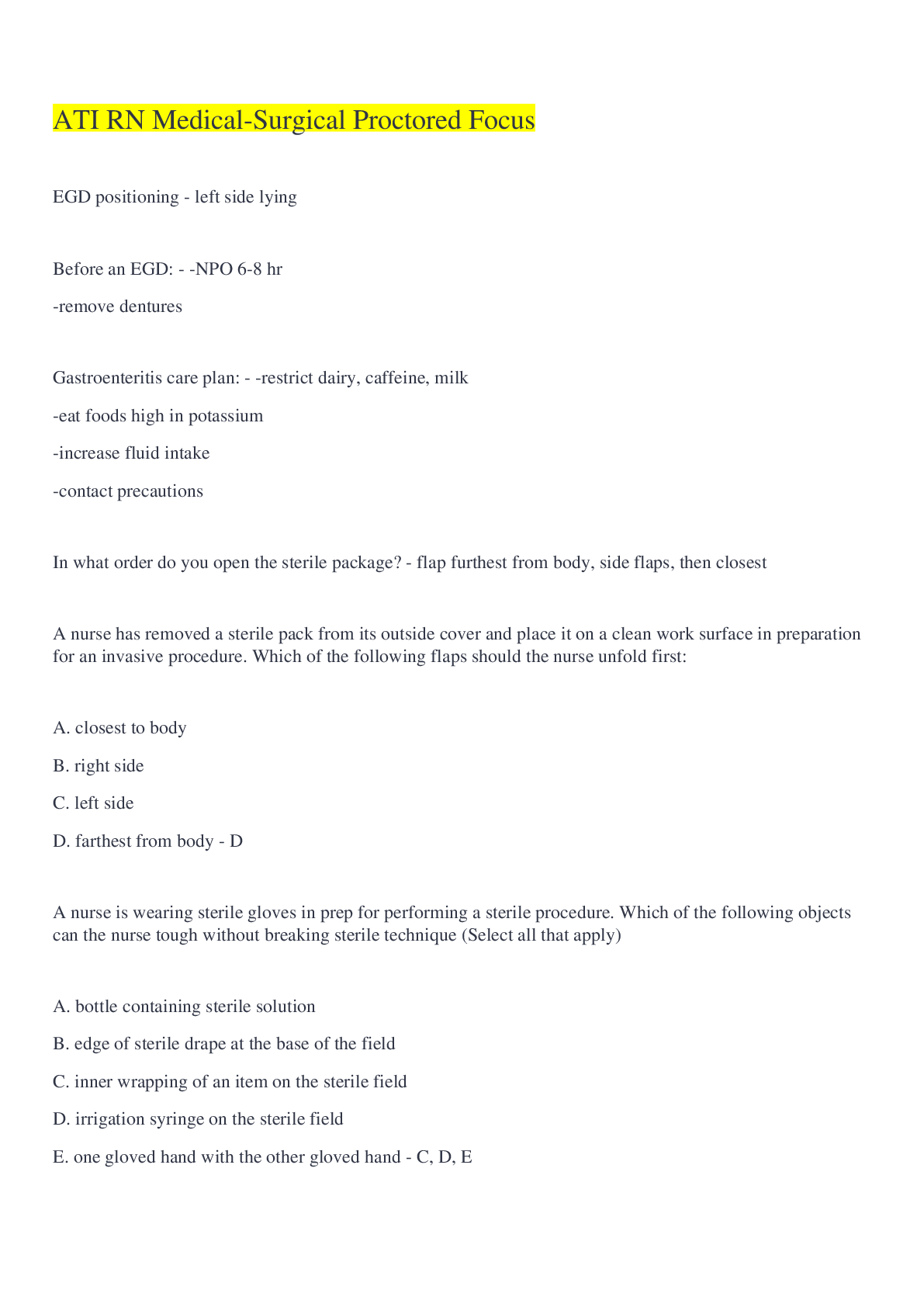 Preview image for ATI RN Medical-Surgical Proctored Focus